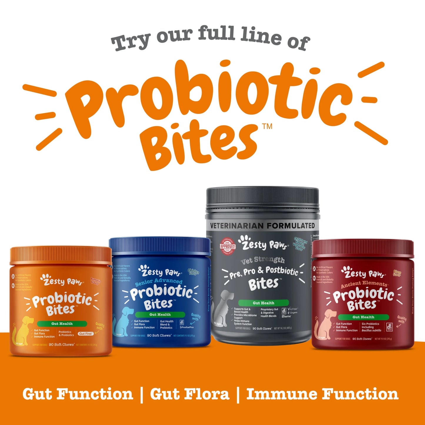 Probiotic Bites Pumpkin Flavor Dog Supplement, 90 Count