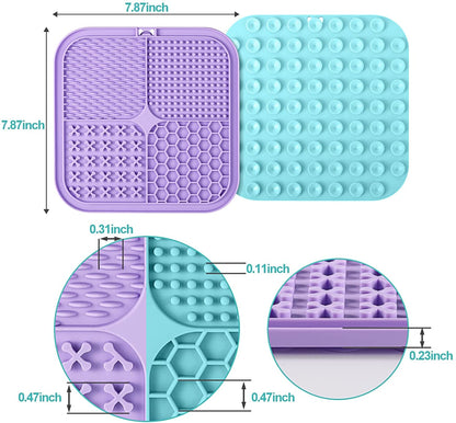 Lick Mat for Dogs & Cats 2 Pack with Suction Cups, Dog Lick Mat for Anxiety Relief, Dog Toys to Keep Them Busy, Peanut Butter Licking Pad for Boredom Reducer, Perfect for Bathing Grooming