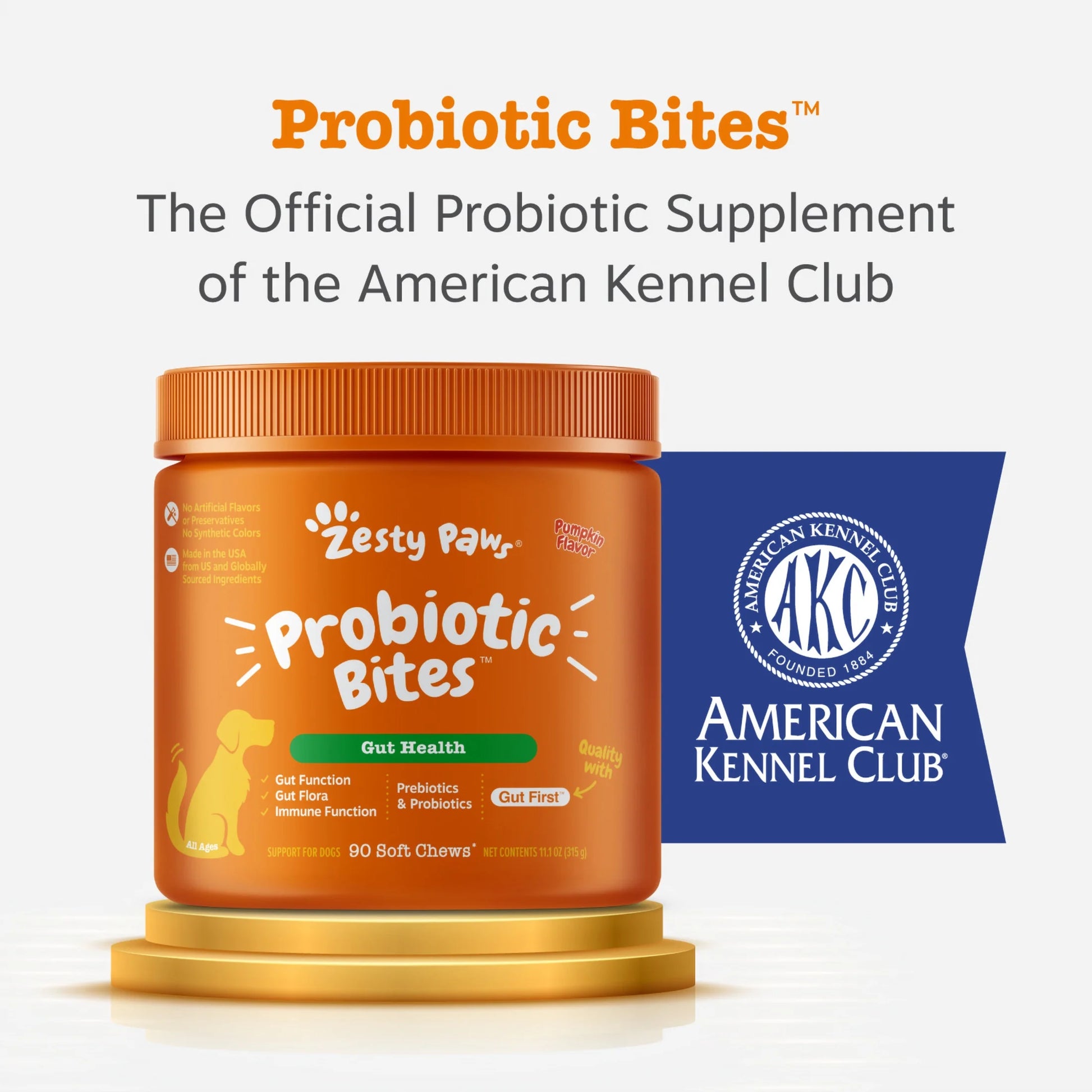 Probiotic Bites Pumpkin Flavor Dog Supplement, 90 Count